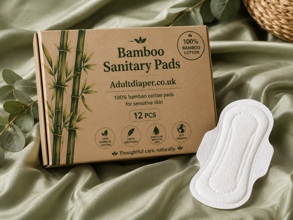 Bamboo Cotton Pads for Women – 100% Cotton Pads, Organic Cotton Pads, Bamboo Sanitary Pads, Cotton Menstrual Pads for Sensitive Skin, Organic Cotton Sanitary Pads, Medium Flow, Heavy Flow & Maxi Overnight