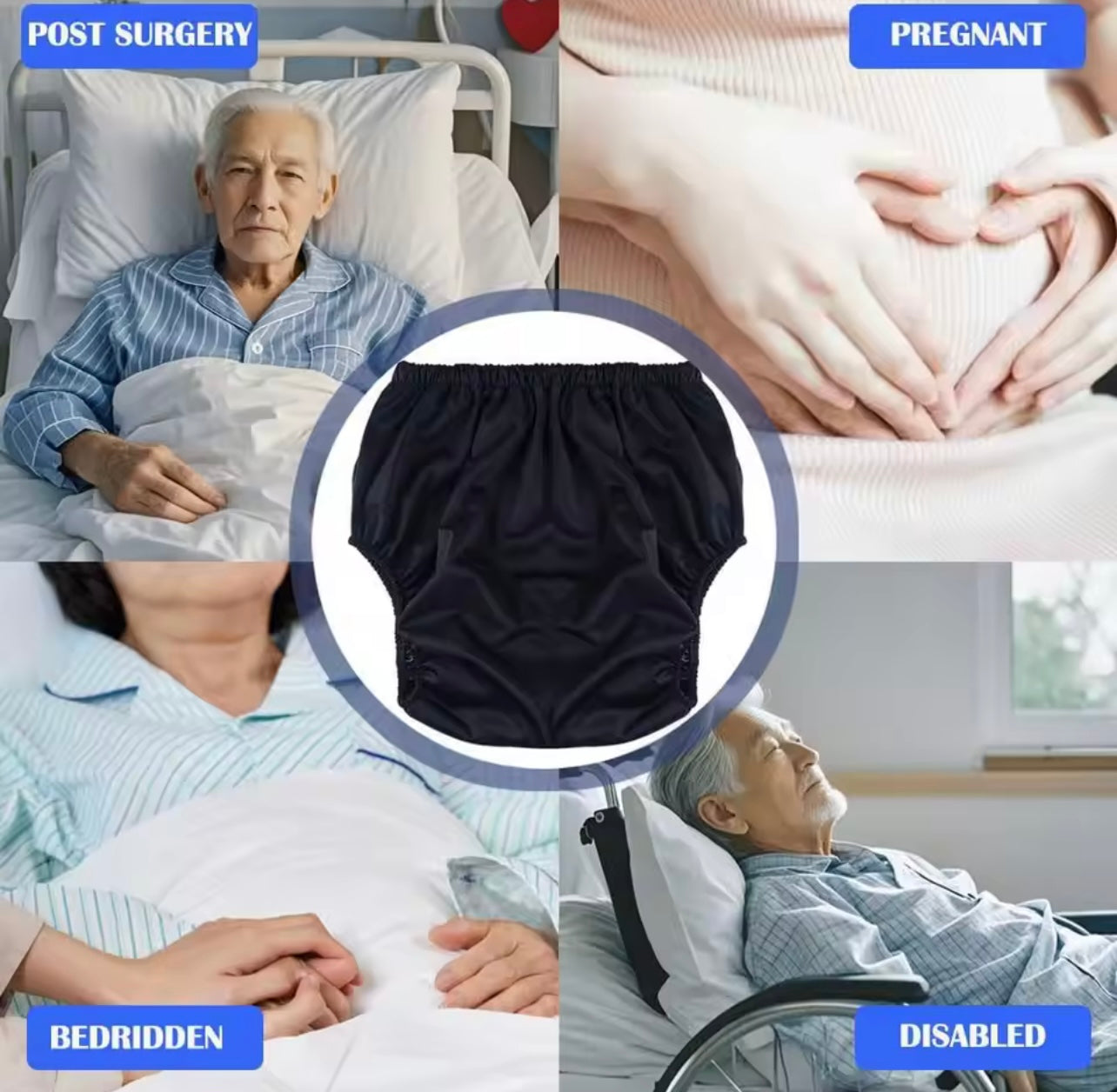 Waterproof Adult Cloth Diaper Pants – 1 Piece Reusable Leak-Proof Adult Swim Diaper for Elderly Care & Incontinence Support
